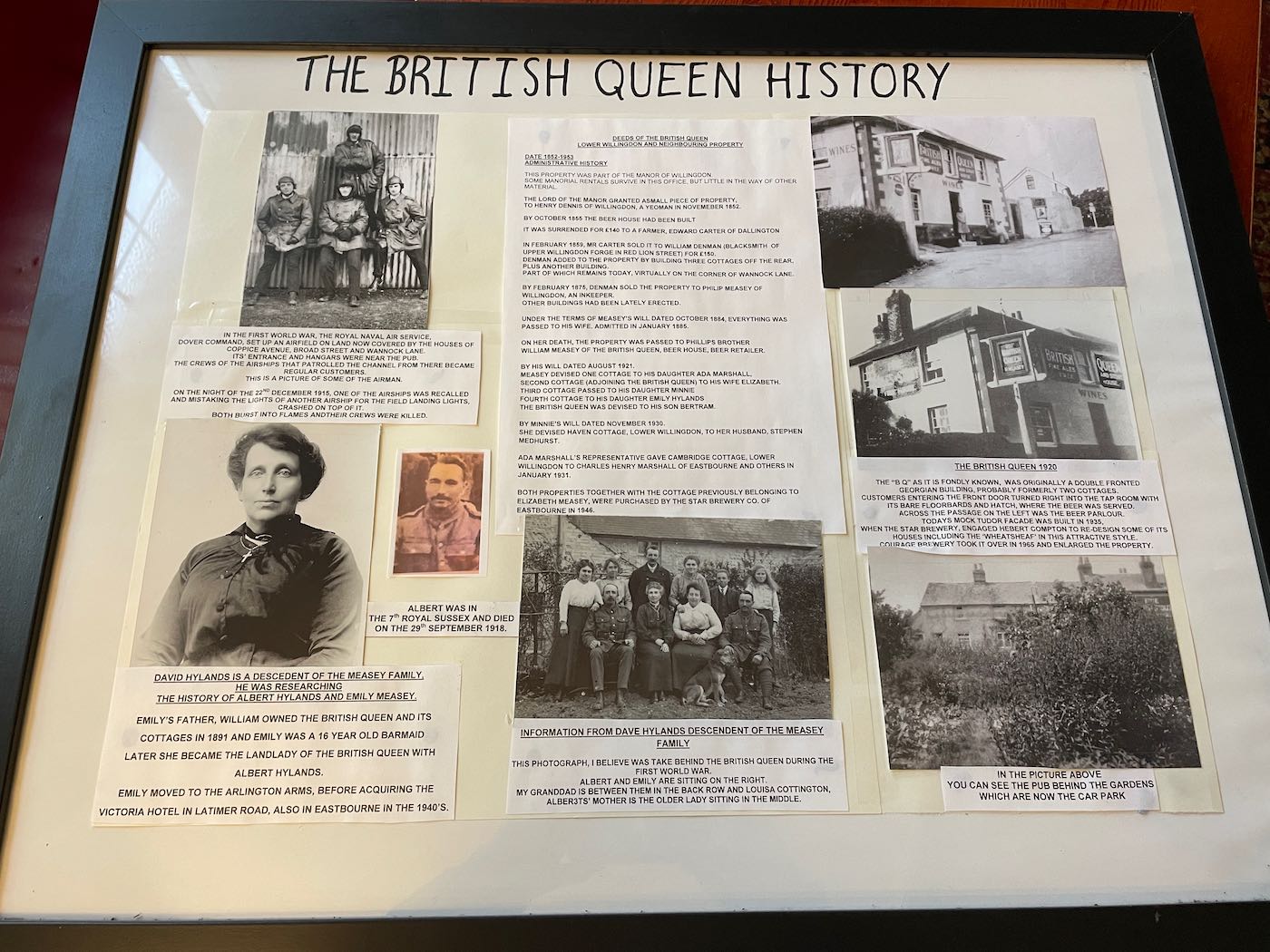 British Queen pub Willingdon history board