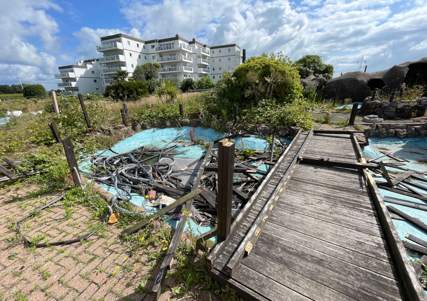 Vandalised adventure golf at Fort Fun