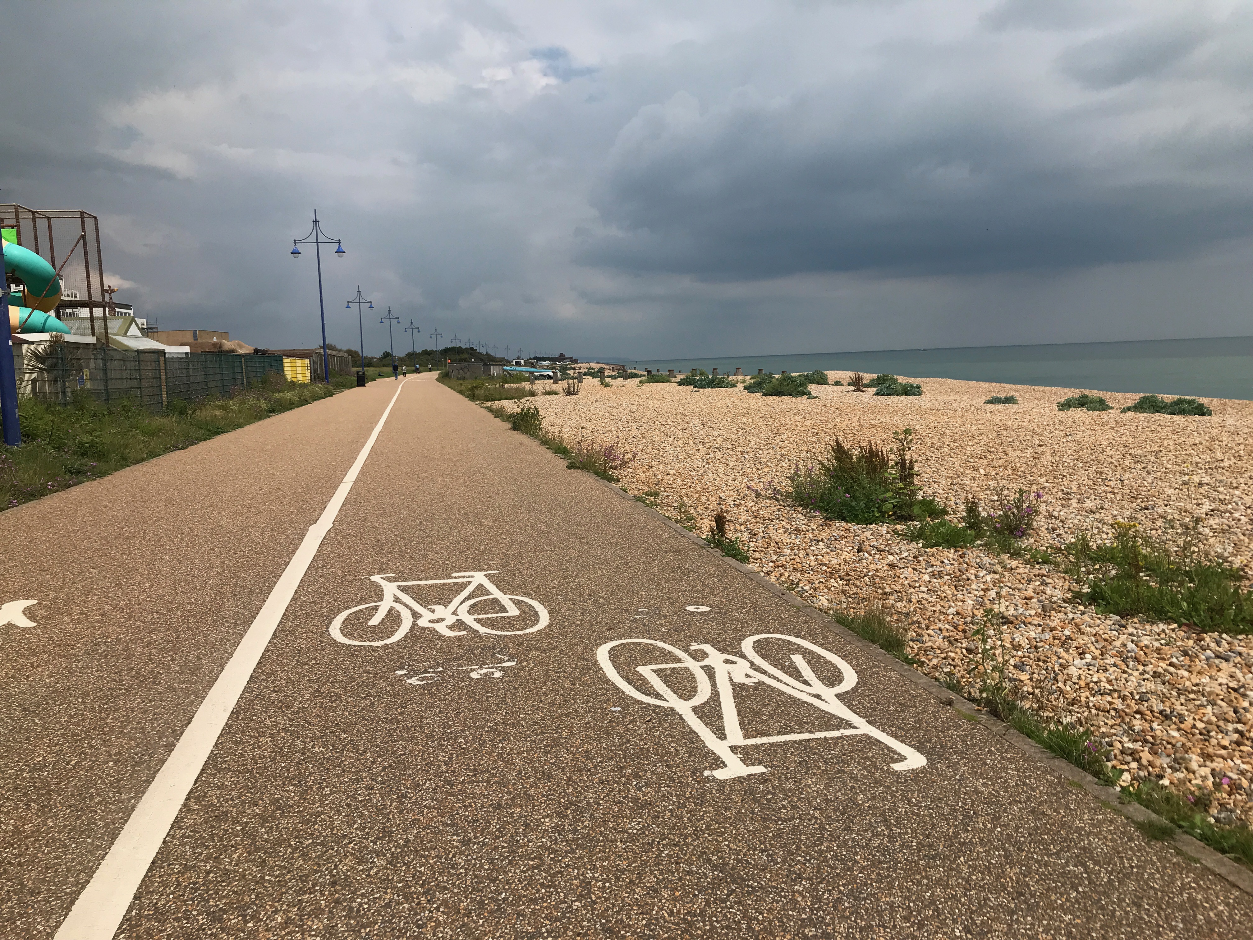 Part of the national cycle route where Eastbourne seafront cycling is allowed