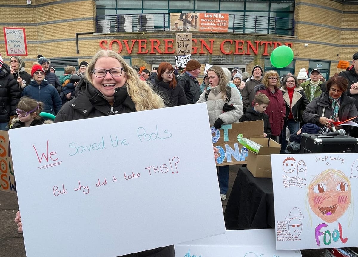 Sovereign Centre protest draws large crowd